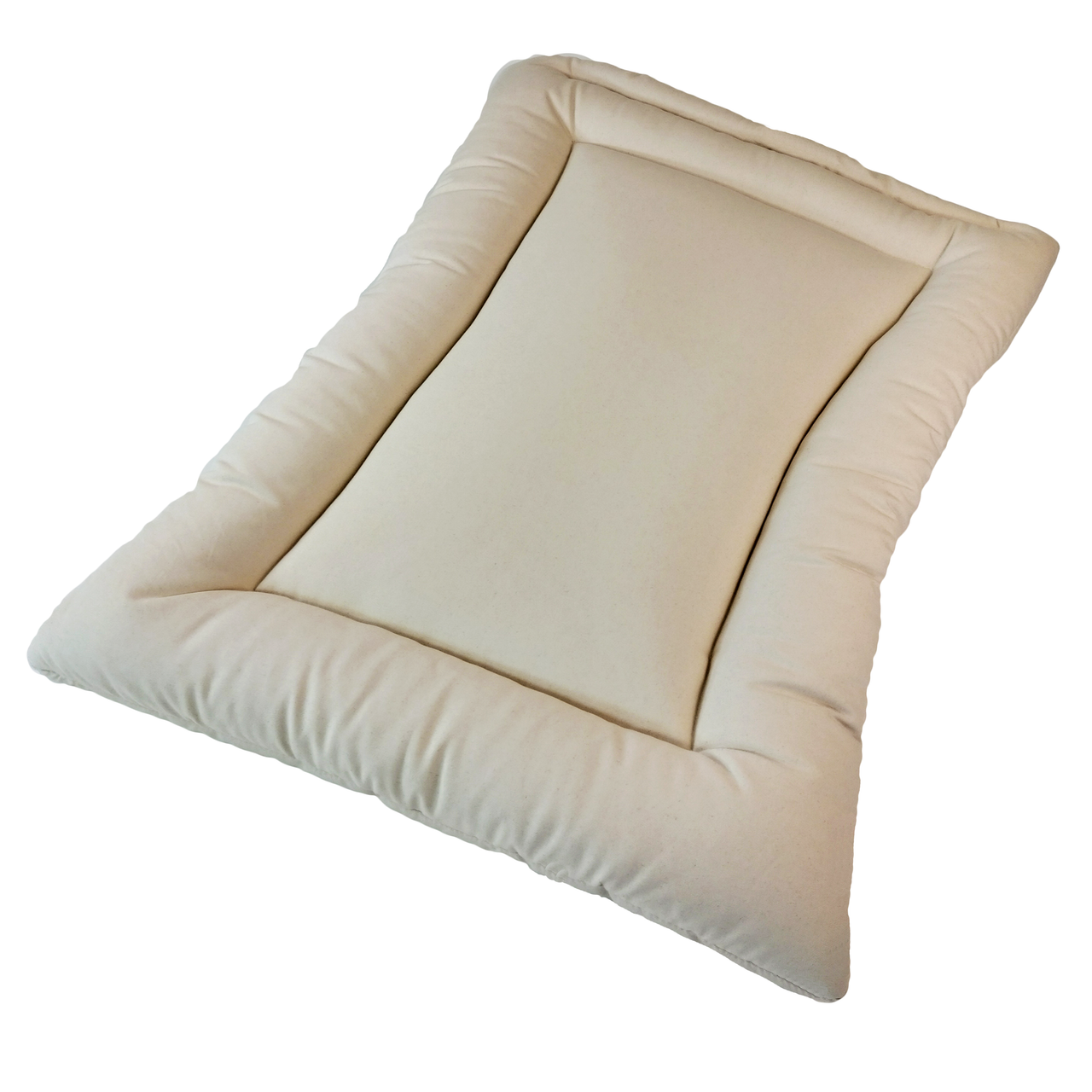 Beige Organic Cotton Square Dog Bed., organic dog bed