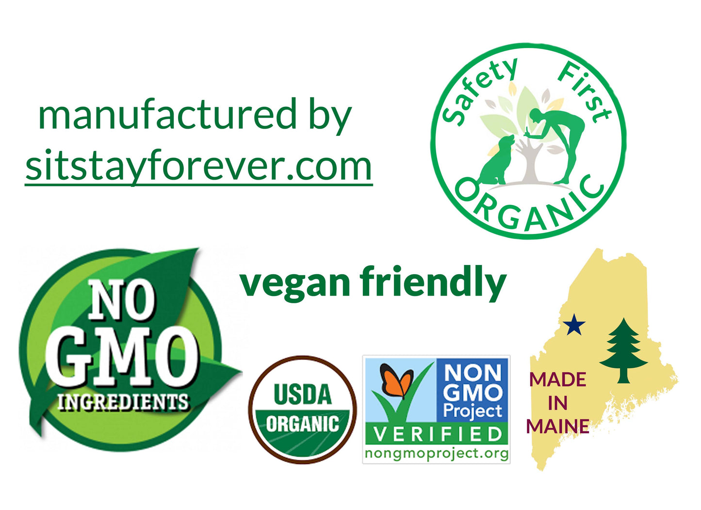 label packaging for Sit Stay Forever's Sheath and Udder Cleaner with logos of benefits and certifications