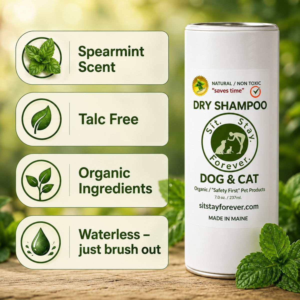 Organic Dry Shampoo for Dogs & Cats | No-Rinse, Waterless, Hypoallergenic Pet Grooming Powder
