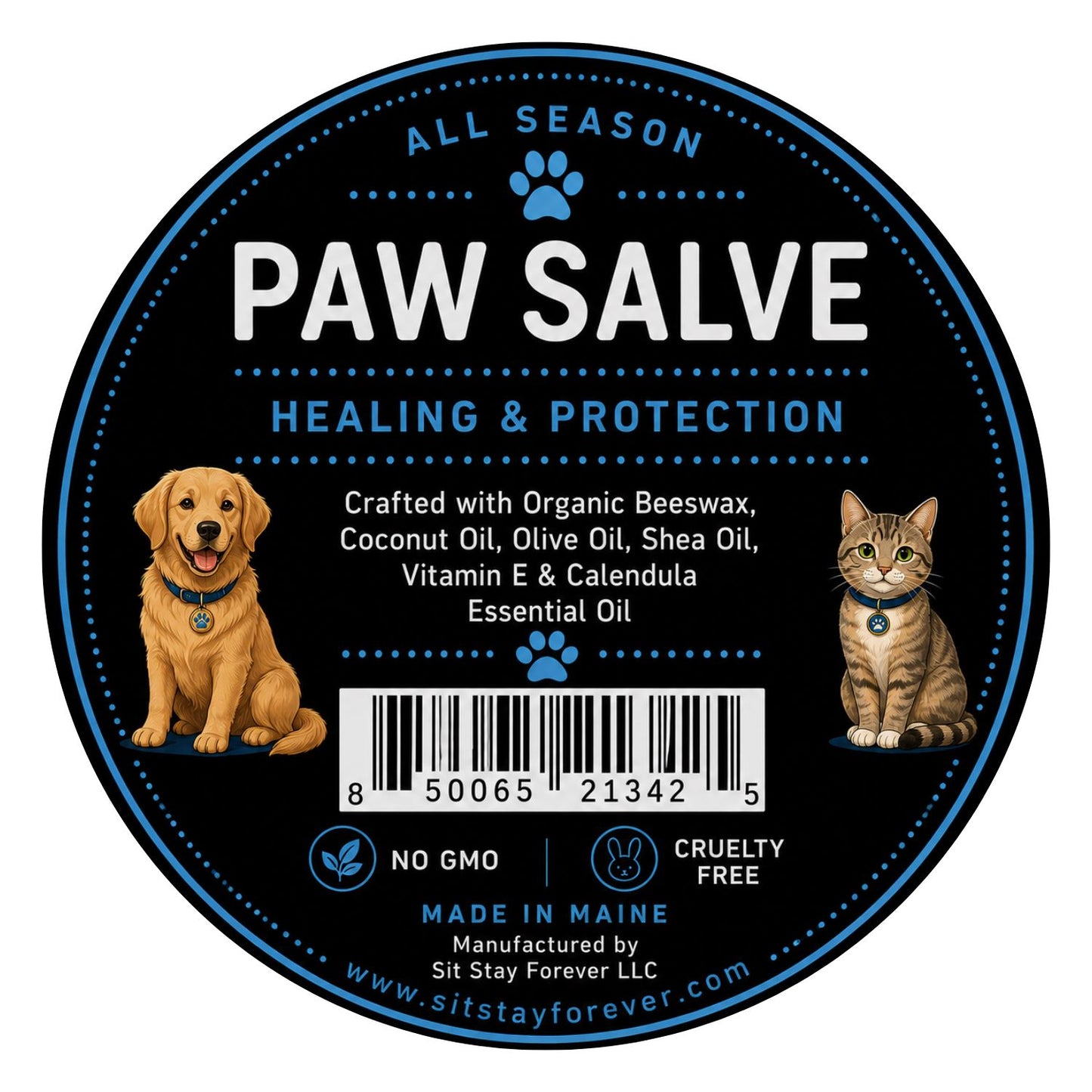 Organic Paw Salve for Dogs & Cats – All-Season Moisturizing Balm (2 oz)
