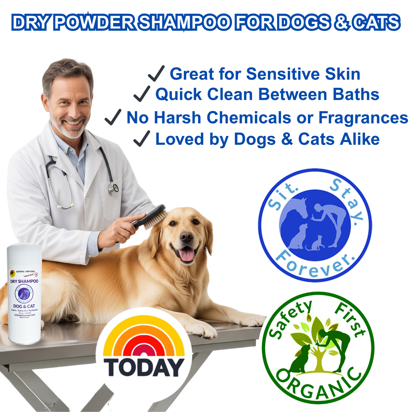 Organic Dry Powder Shampoo for Dogs & Cats – No-Rinse, Hypoallergenic & Non-Toxic