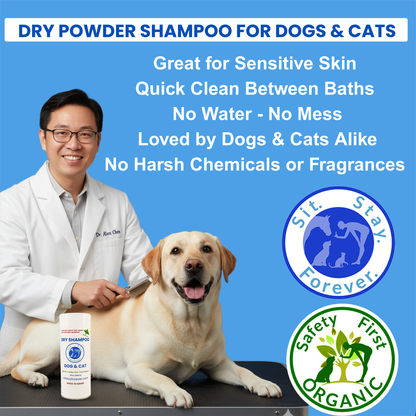 Organic Dry Powder Shampoo for Dogs & Cats – No-Rinse, Hypoallergenic & Non-Toxic