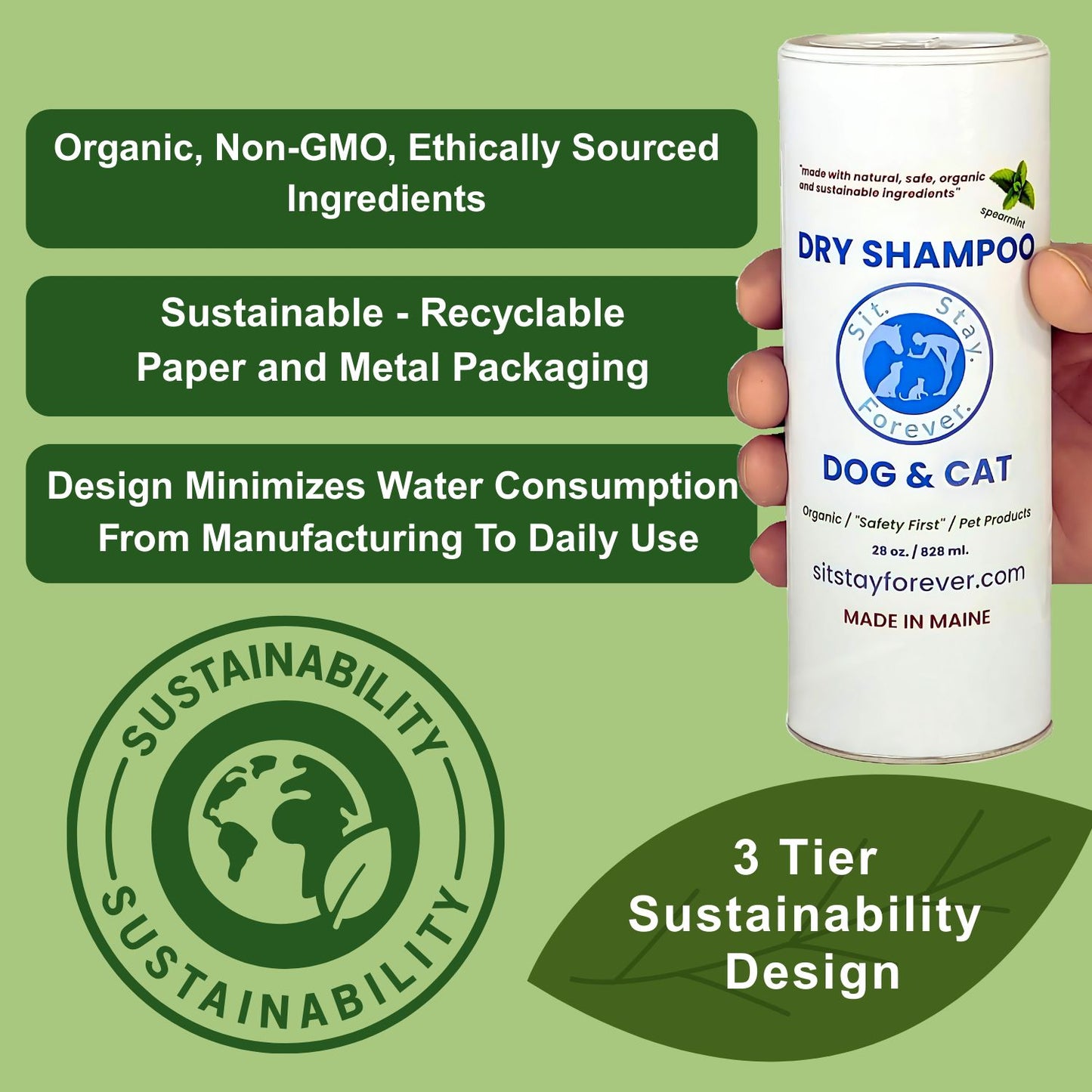 Organic Dry Powder Shampoo for Dogs & Cats – No-Rinse, Hypoallergenic & Non-Toxic