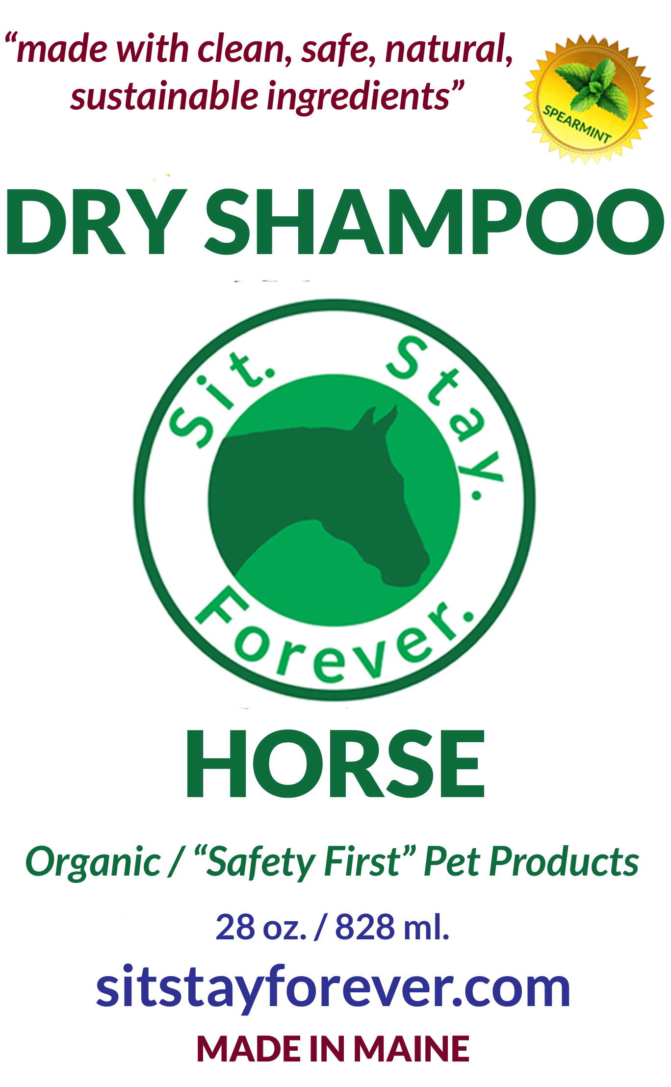 label of dry  horse shampoo for dry skin