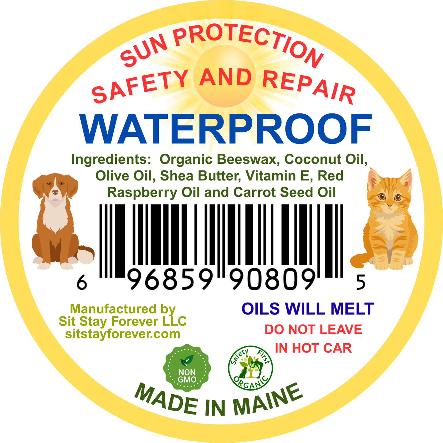 Organic Zinc-Free Sunscreen & Moisturizer for Dogs & Cats – 2 oz | Made in Maine