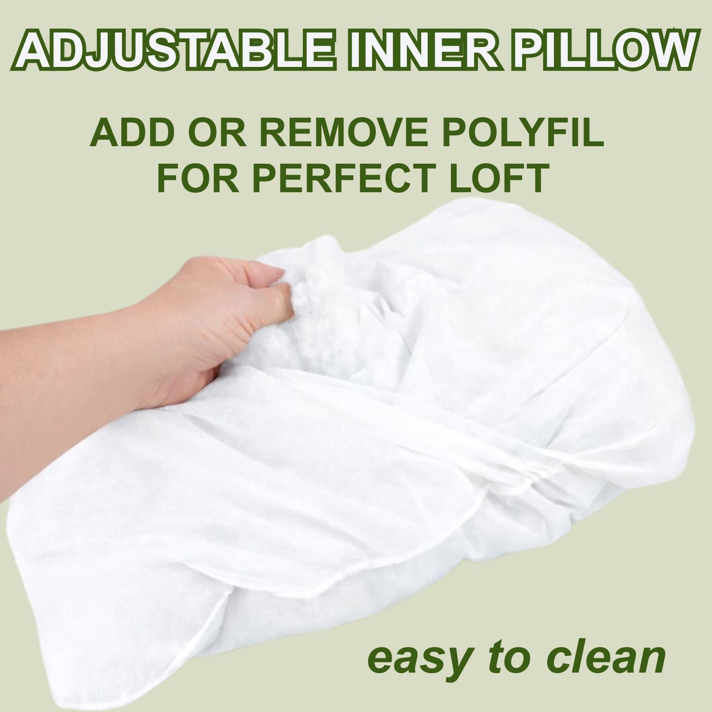 info graphic showing the inner pillow of a sit stay forever round dog bed inner pillow