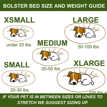 Sit Stay Forever round dog bed sizing chart