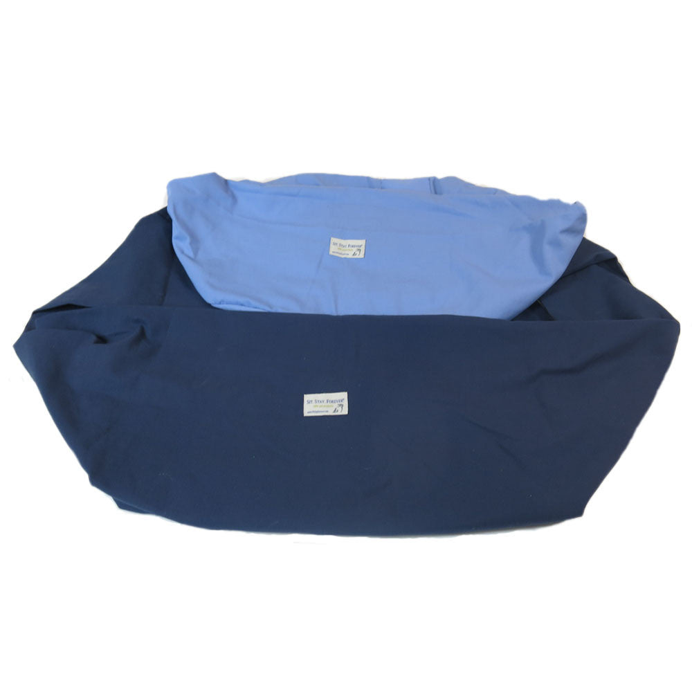 Light blue and dark blue Organic Cotton Round Dog Bed Ring Cover