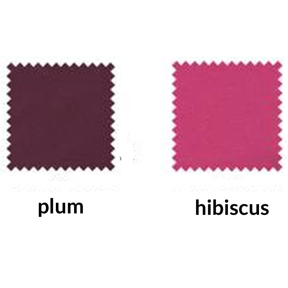 Fabric samples in Plum and Hibiscus colors for Sit.Stay.Forever. Organic Cotton Human Nap Pad.