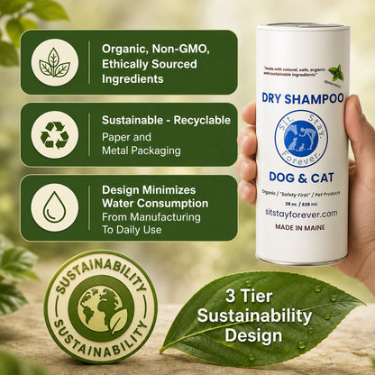 Organic Dry Shampoo for Dogs & Cats | No-Rinse, Waterless, Hypoallergenic Pet Grooming Powder