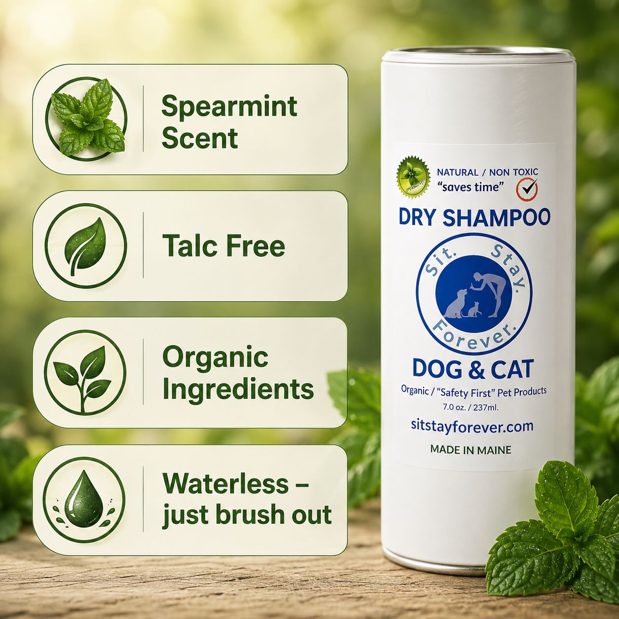 Organic Dry Shampoo for Dogs & Cats | No-Rinse, Waterless, Hypoallergenic Pet Grooming Powder