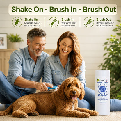 Organic Dry Shampoo for Dogs & Cats | No-Rinse, Waterless, Hypoallergenic Pet Grooming Powder