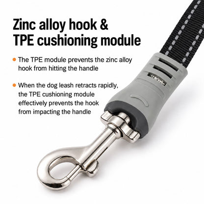 Zinc alloy leash hook with rubber bumper