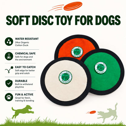 Soft Dog Frisbee — Organic Cotton Crinkle Disc Toy for Medium & Large Dogs