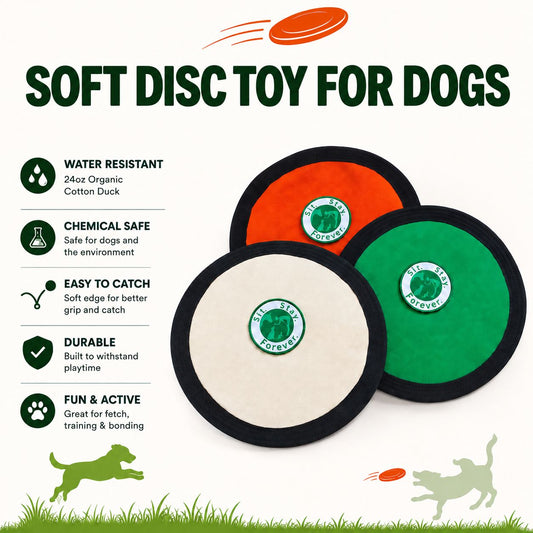 Soft Dog Frisbee — Organic Cotton Crinkle Disc Toy for Medium & Large Dogs