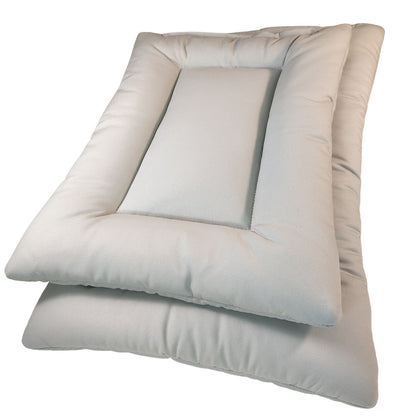 two Sit Stay Forever organic cotton dog beds in the color stone.